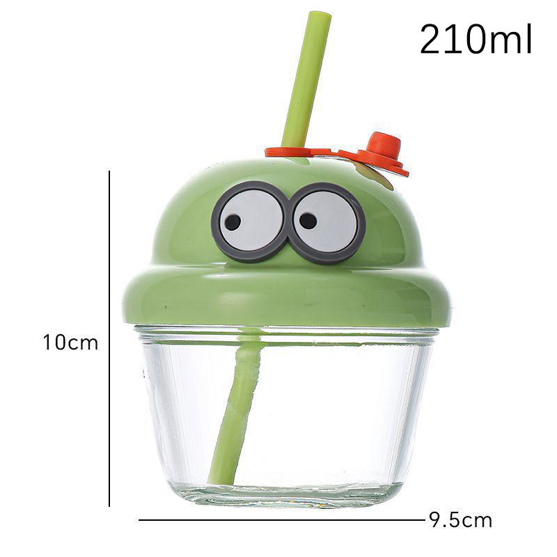 Стеклянная кружка, дорожная бутылка для напитков, модная, 210 мл, дорожная бутылка с трубочкой