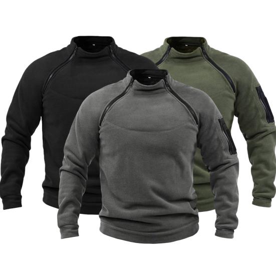 Men Sweatshirt Warm Zippers Loose Soft Breathable Pullover Long Sleeve Windproof Stand Collar Autumn Tops Daily Clothes