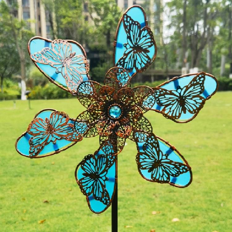 Вращающийся ветряной спиннер, скульптура ветряной мельницы, металлическое садовое искусство, всепогодное украшение для двора, подарок, подходит для ландшафта газона