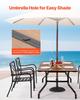 Outdoor Patio Dining Table, 150cm Long Rectangular Wood-Like Steel Slat Backyard Bistro Tables for 4-6, with 38mm Umbrella Hole, All-Weather Large