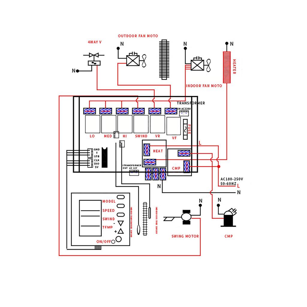 Air Conditioner Control Panel Board Computer Board Modified with LCD Display Universal Control System Temperature Manage