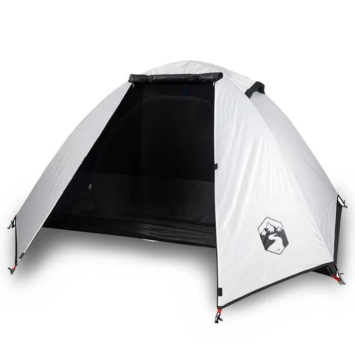 VidaXL Tente de Camping 2 Personnes, Tente d'Ombrage avec Sac, Auvent Portable avec Parois Latérales pour Randonnée, Blanc 94326