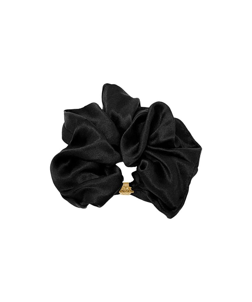 Шелковый scrunchie Aphrose с логотипом в рамке (черный)