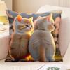 Couple Cat Print Decorative Pillowcase Bedroom Living Room Square Cushion Pillowcase