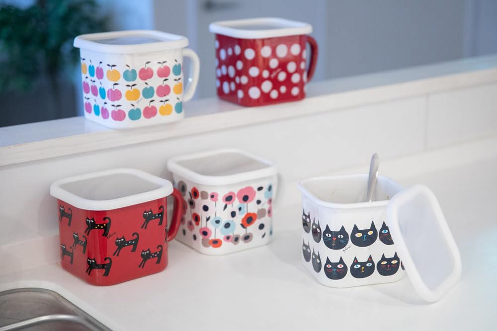 Эмалевая мульти-квадратная кастрюля Toyoro Plune с разноцветным котом, размер D14, приблизительный. Ш17.8 Н11.8 YJ-817