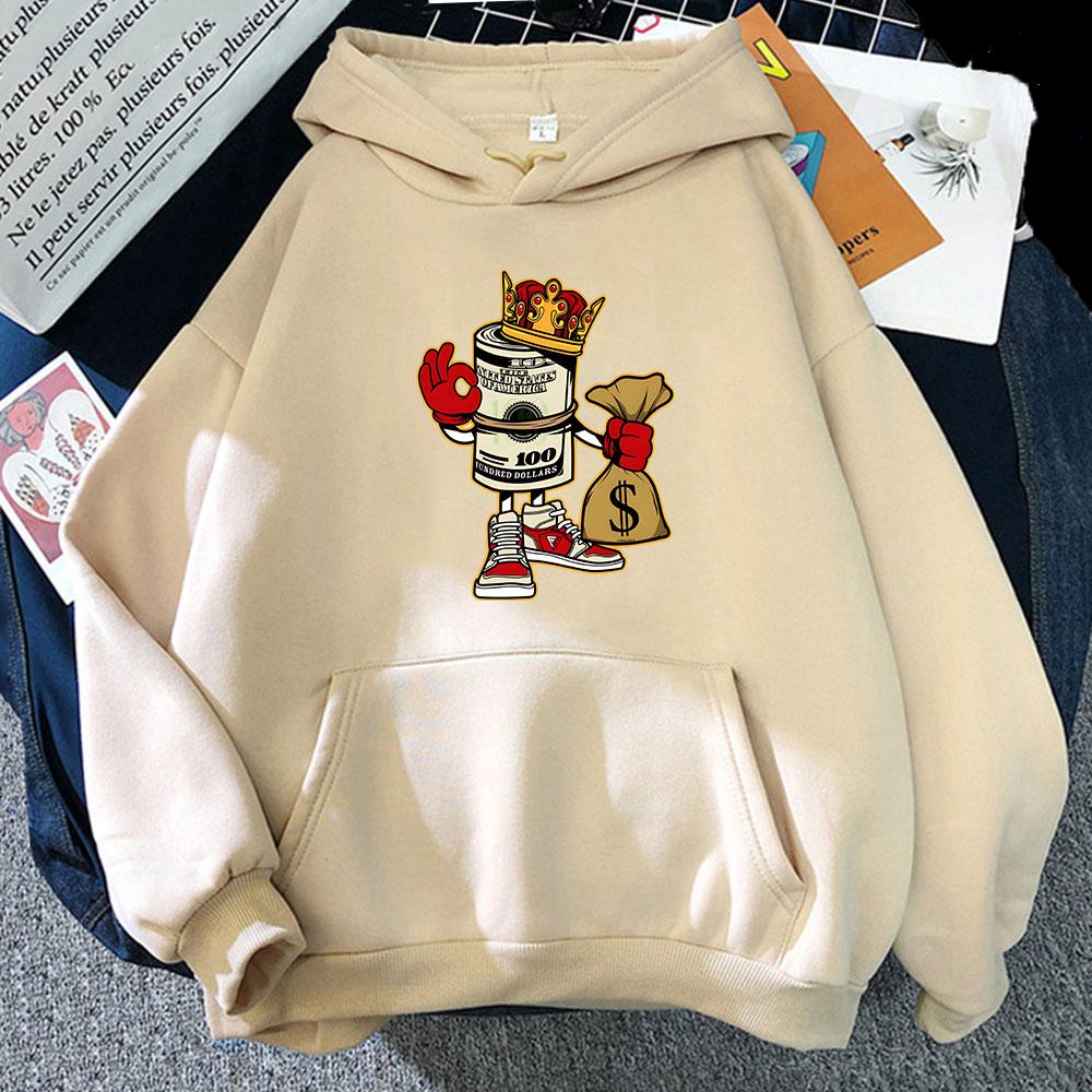 Толстовки King Money Roll 100 Стодолларовая купюра Худи Модная одежда Женская с длинным рукавом Мужской пуловер Sudadera
