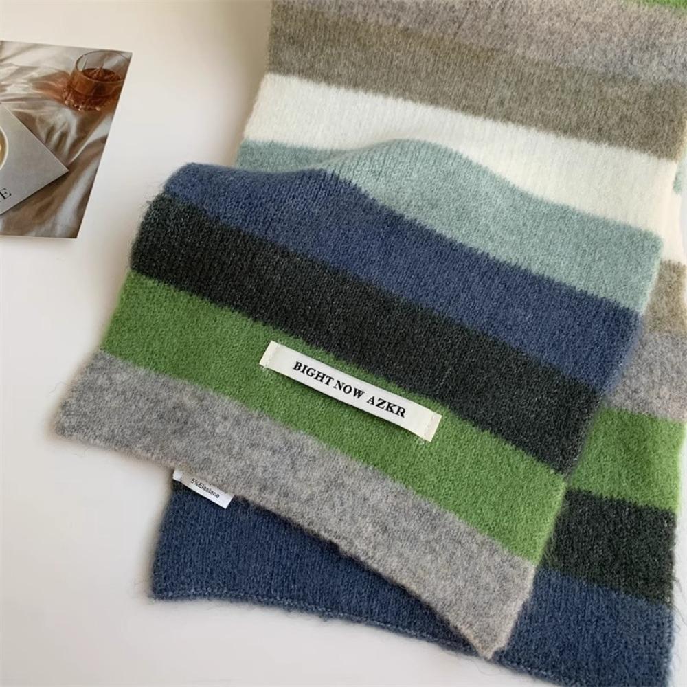 Narrow Shawl Women's Scarves Keep Warm Knitted Scarves Fashion Multicolor Stripe Scarf Winter