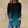 Women's Loose Round Neck Gradient Print Long Sleeve T-Shirt Top Pullover
