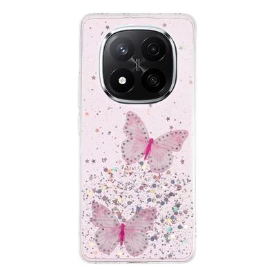 Для Xiaomi Redmi Note 14 Pro+ 5G Чехол из ТПУ WANLONFENG Серии AW ПВХ Бабочка Эпоксидная Накладка для Телефона с HD Пленкой
