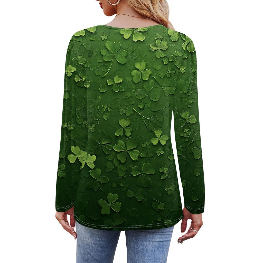 Женский свободный повседневный топ с круглым вырезом и длинными рукавами, модный топ