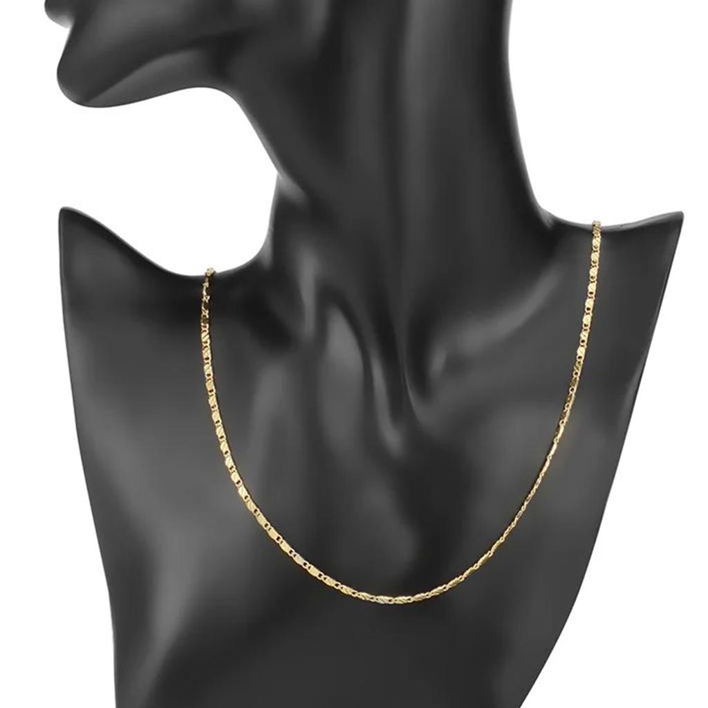 40-75см Ожерелья-цепочки с плоским плетением 2 мм цвета 18-каратного золота для женщин и мужчин, роскошная модная бижутерия для вечеринок и свадеб