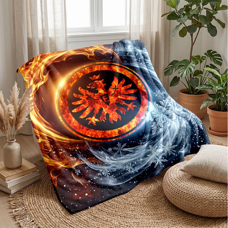 Eintracht Frankfurt Football Print Flannel Blanket, Soft Warm Lightweight Throw Blanket for Sofa Bed Camping