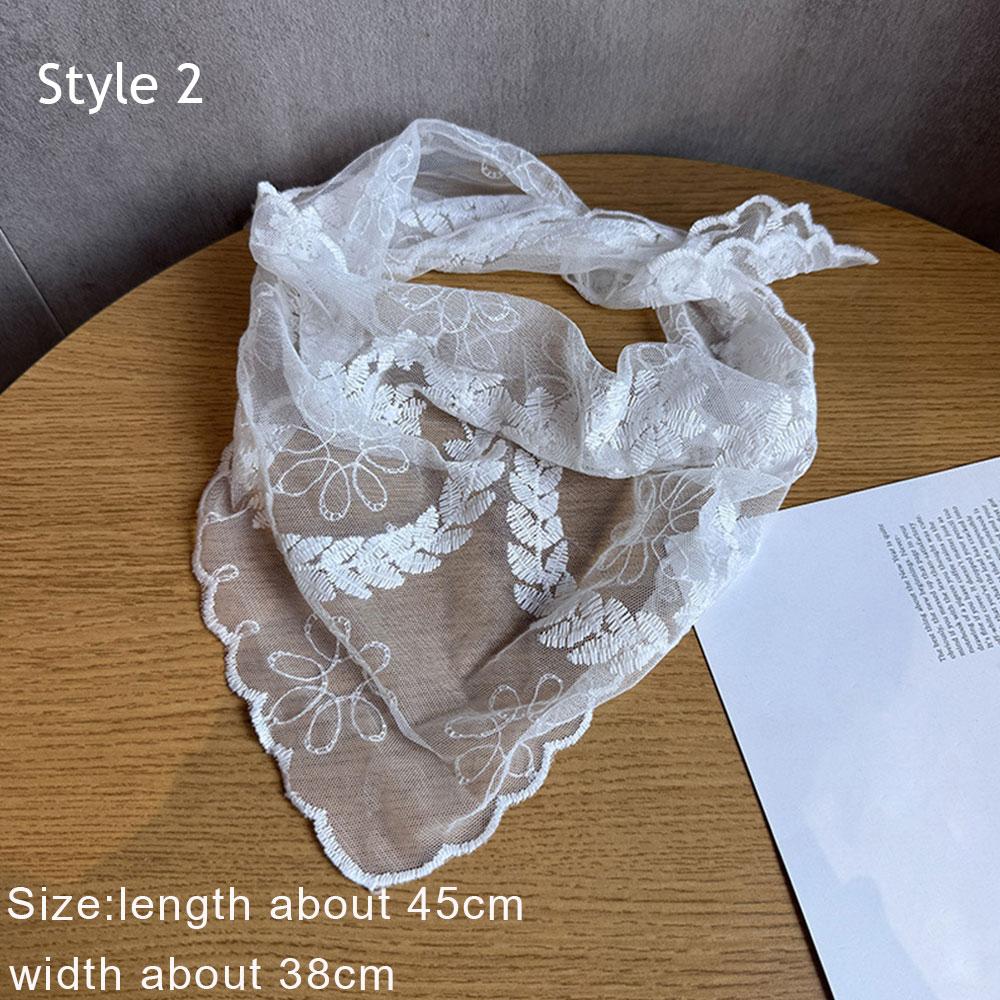 Hollow Lace Triangle Scarf Head Wrap Scarf Office Lady Wrist Hair Tie Bandana Kerchief Women Girl Headscarf Headband Hair Band