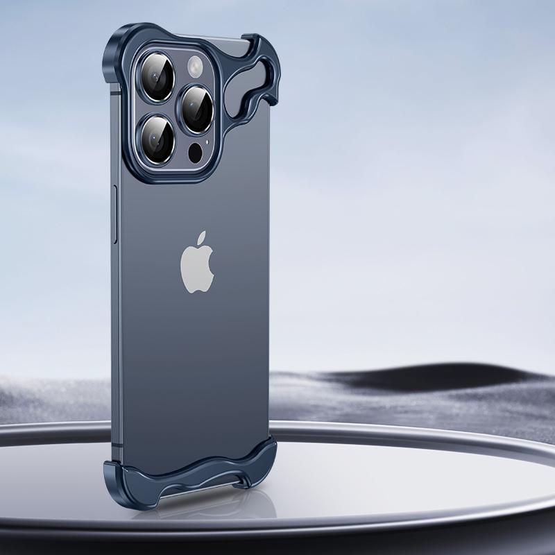 Металлический неровный бампер из титанового сплава для iPhone 17 16 15 14 13 12 Pro Max 15 Plus с угловыми накладками, защитной пленкой для объектива, чехол-фунда