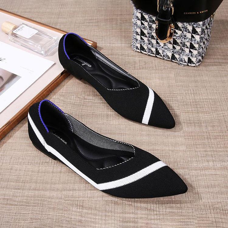 Туфли на плоской подошве с острым носком, дышащие летние туфли мелкой вязки, женская универсальная повседневная обувь с мягкой подошвой, обувь для ленивых, рабочая обувь
