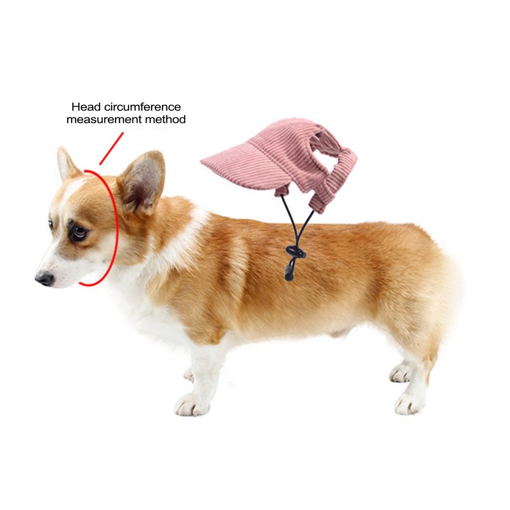 Personalized Custom Embroidery Pet -shedding Exposed Ears Adjustable Rope Buckle Corduroy Hat For All Seasons Universal Outdoor Small Dog Sun Hat