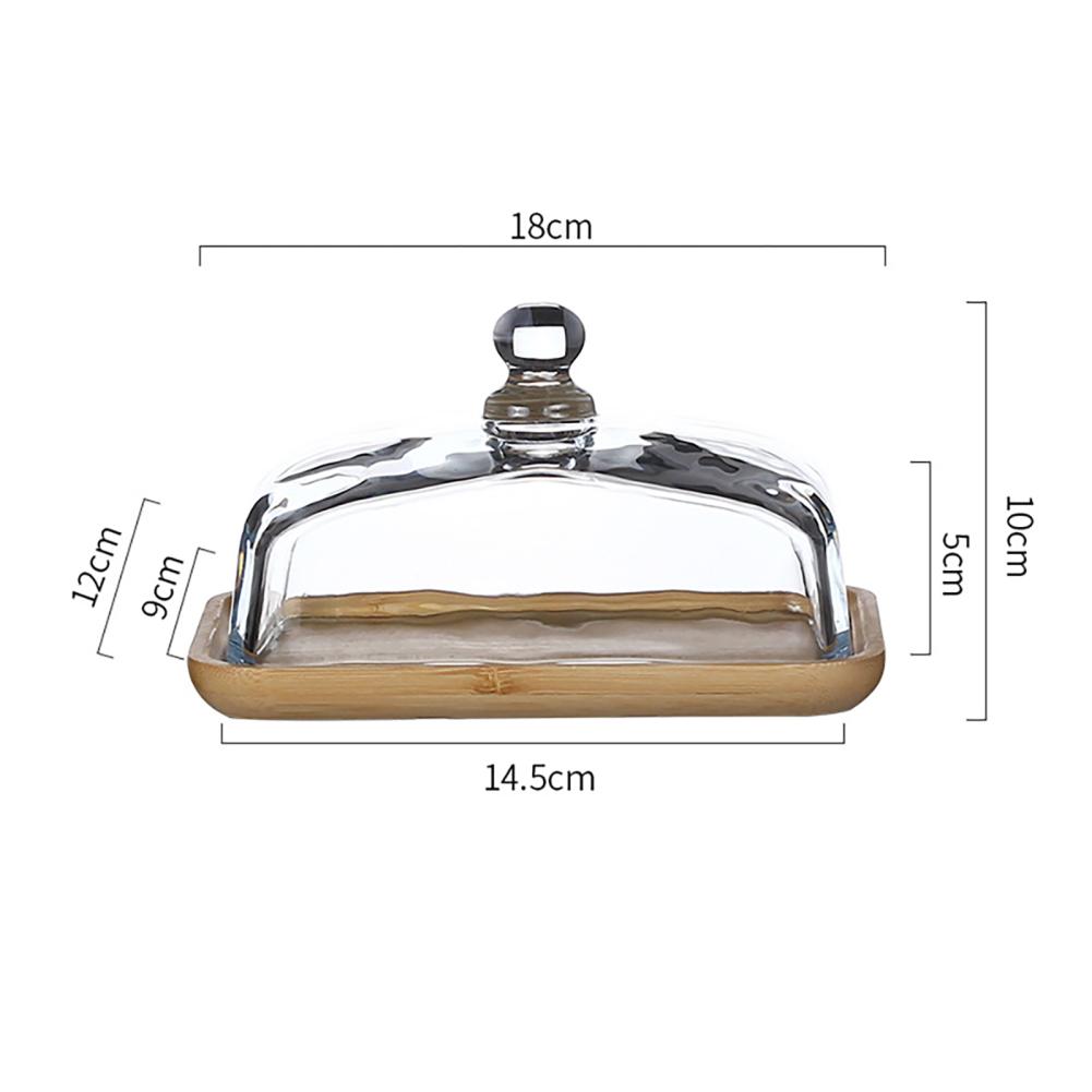Деревянная масленка с прозрачной стеклянной крышкой, прямоугольный поднос для подачи блока масла или сливочного сыра