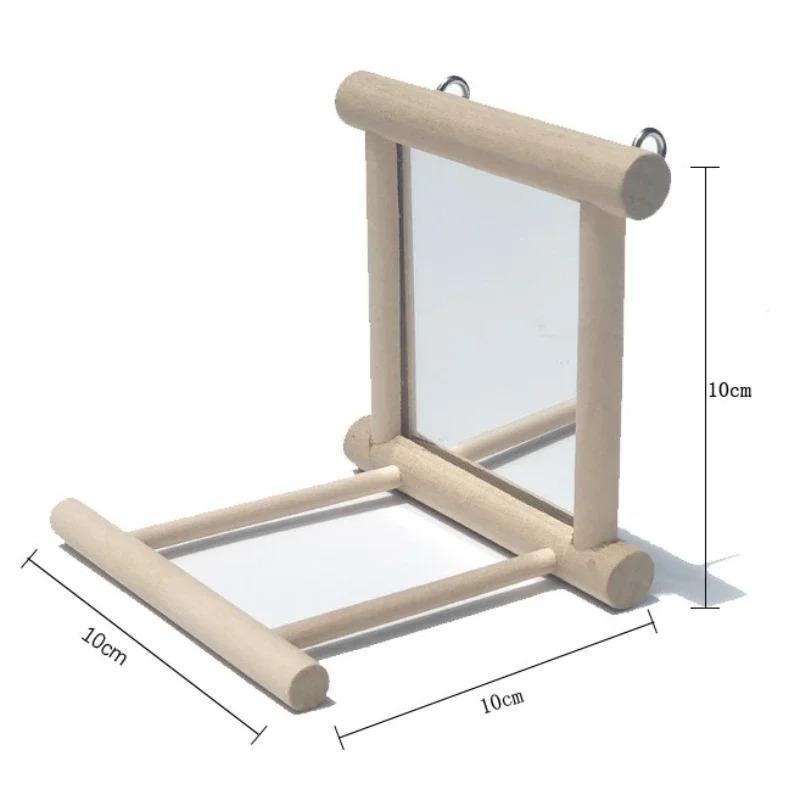 Деревянные подвесные зеркала для домашних животных, забавные клетки для попугаев, стоячие шесты, игрушки для попугаев корелл, игрушки для маленьких птиц, аксессуары для попугаев