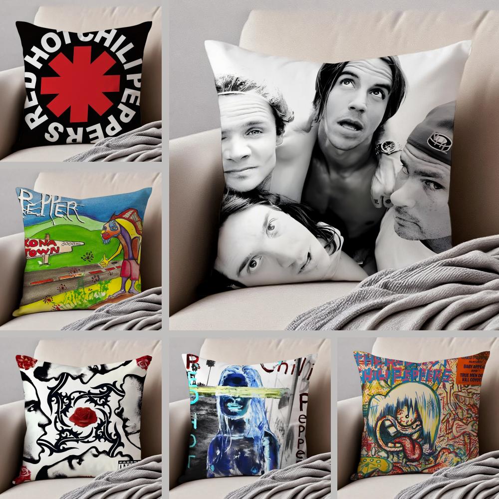 Red Hot Chili PPeppers band Cushion Cover Throw Pillow Cover Hidden Button Durable Polyester Chair Cushion