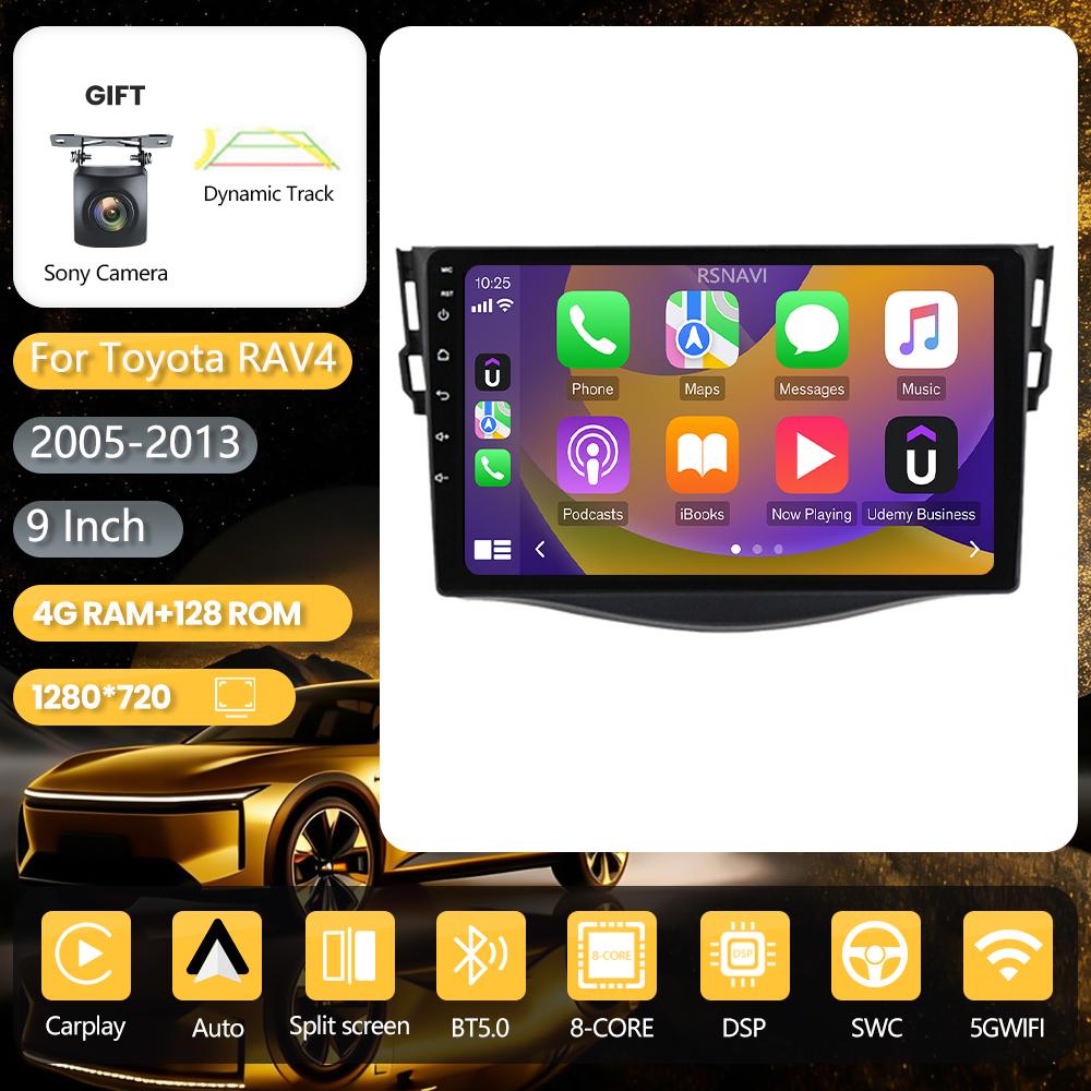 Android 16 pour Toyota RAV4 Rav 4 2005 - 2013 Carplay Autoradio 2K Multimédia vidéo Autoradio Stéréo GPS Caméra 360° Sans Fil