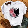 Maycaur Kawaii Cats Print Summer Cute Women Tshirt Funny Cartoon T Shirt FeUnisex Ullzang Tshirt 90s Fashion Korean Style Top Tee