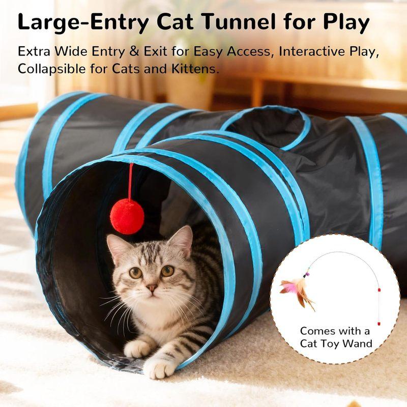 Pet Cat Tunnel Tube Cat Toys 3 Way Collapsible Tunnels for Indoor Cats Kitty Bored Peek Hole Toy Ball cat accessories