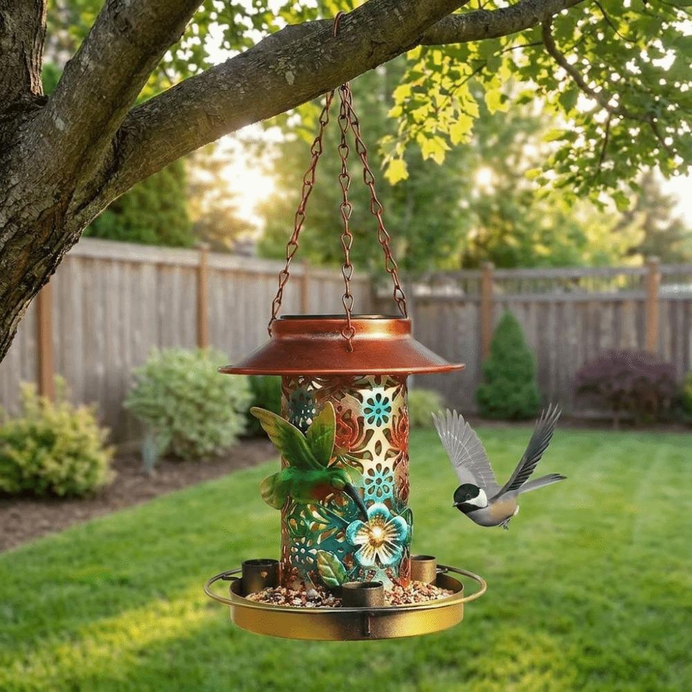 Solar Powered Solar Bird Feeder Waterproof Bird Water Dispenser Creative Hanging Bird Feeder Patio