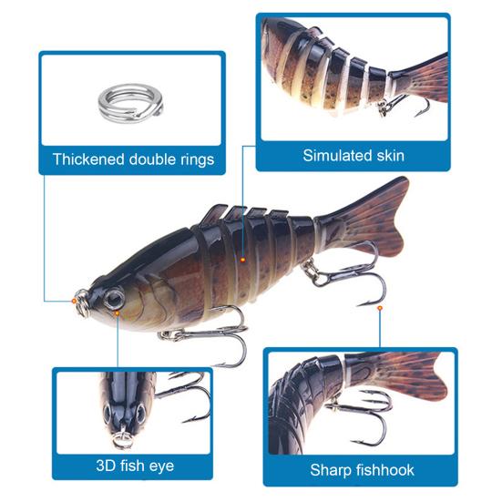 3/4/5Pcs Fishing Lures 3D Swimming Baits with Treble Hooks Realistic Looking Bright Color Freshwater Saltwater Artificial Baits Hard Lures