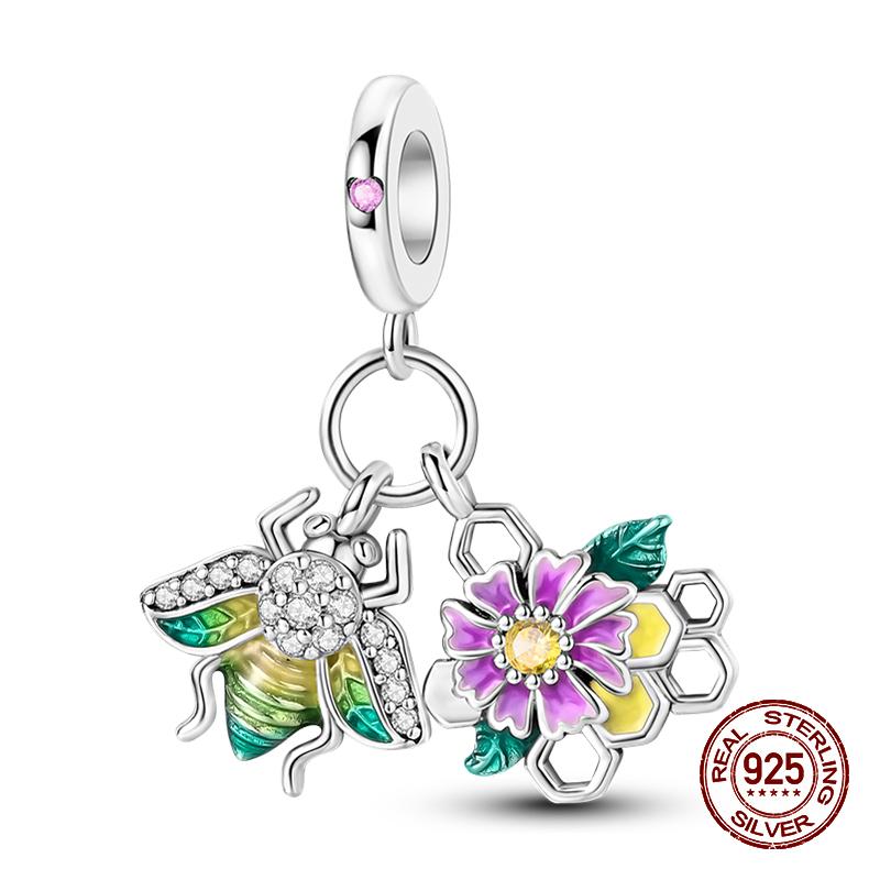 100% Стерлингового Серебра 925 Пчелы Бабочка Ежик Рыба Подвески Бусины Подходит Оригинальные Браслеты 925 DIY Ювелирные Изделия Подарки На День Рождения