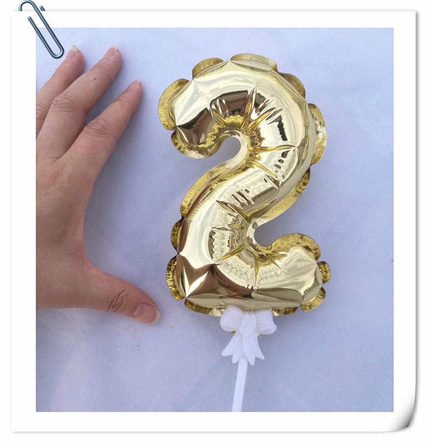 14 см Самонадувающийся алюминиевый шар с цифрой, Украшение для торта, Вставка 0-9 для вечеринки по случаю дня рождения.