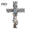 Artistic Cross Wall Hanging Metal Art, Tree of Life Crosses Iron Base Art Decor, for Garden Living Room Bedroom Hollow Branch Leaf Sculpture