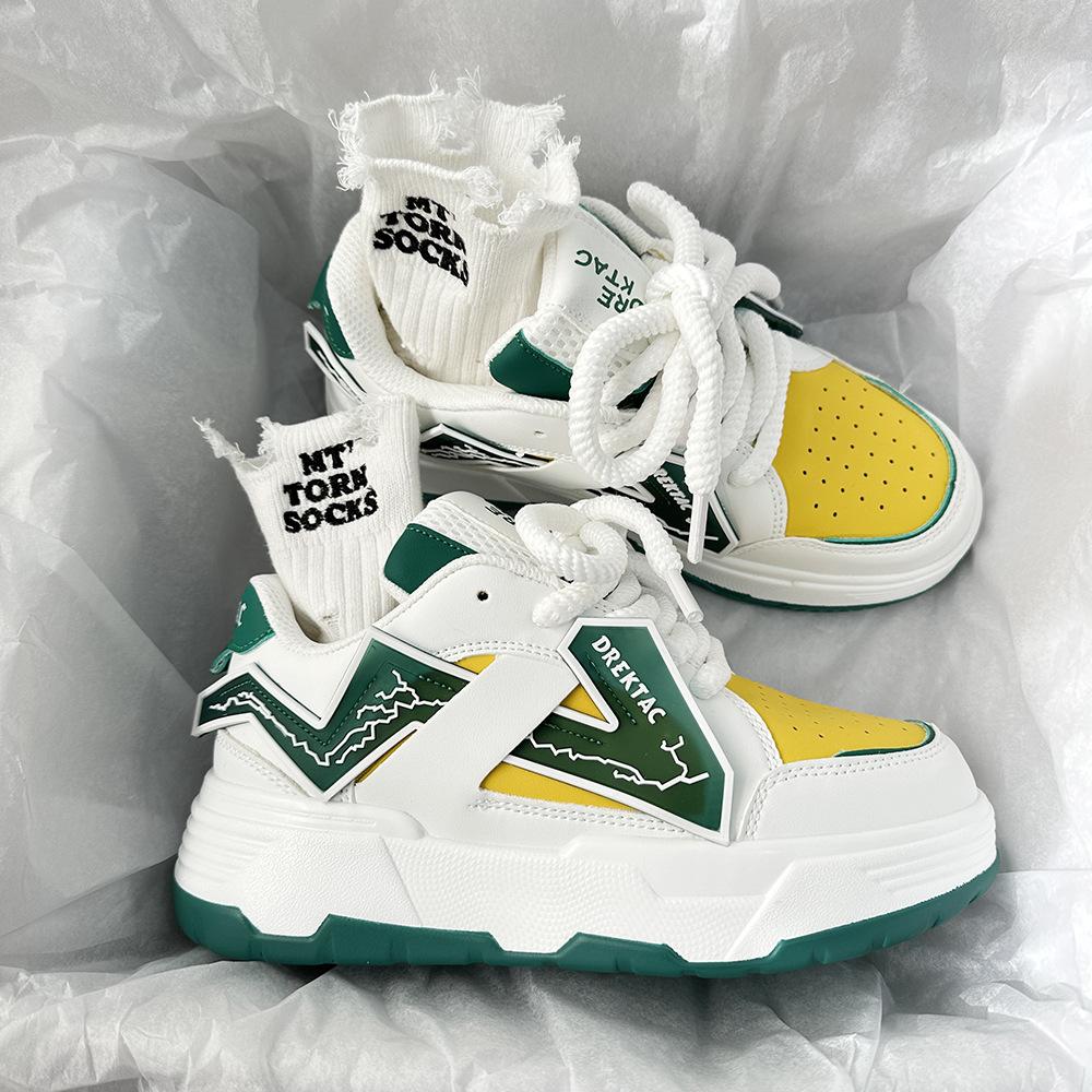 Инс платформа увеличение повседневная хлебная обувь пара контрастных цветов та же спортивная обувь мужчины и женщины