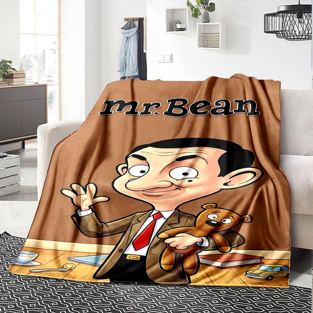 1pc Mr Beans Video Adventures flannel Blanket for Super Soft Cute Comfort Blanket for Travel Bedding Couch Sofa Blanket Y73044