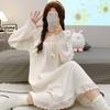 5XL Plus Size Длинная ночная рубашка с длинным рукавом для женщин Весна и осень Ins Princess Длинная домашняя одежда Мягкая удобная одежда для сна Домашнее платье