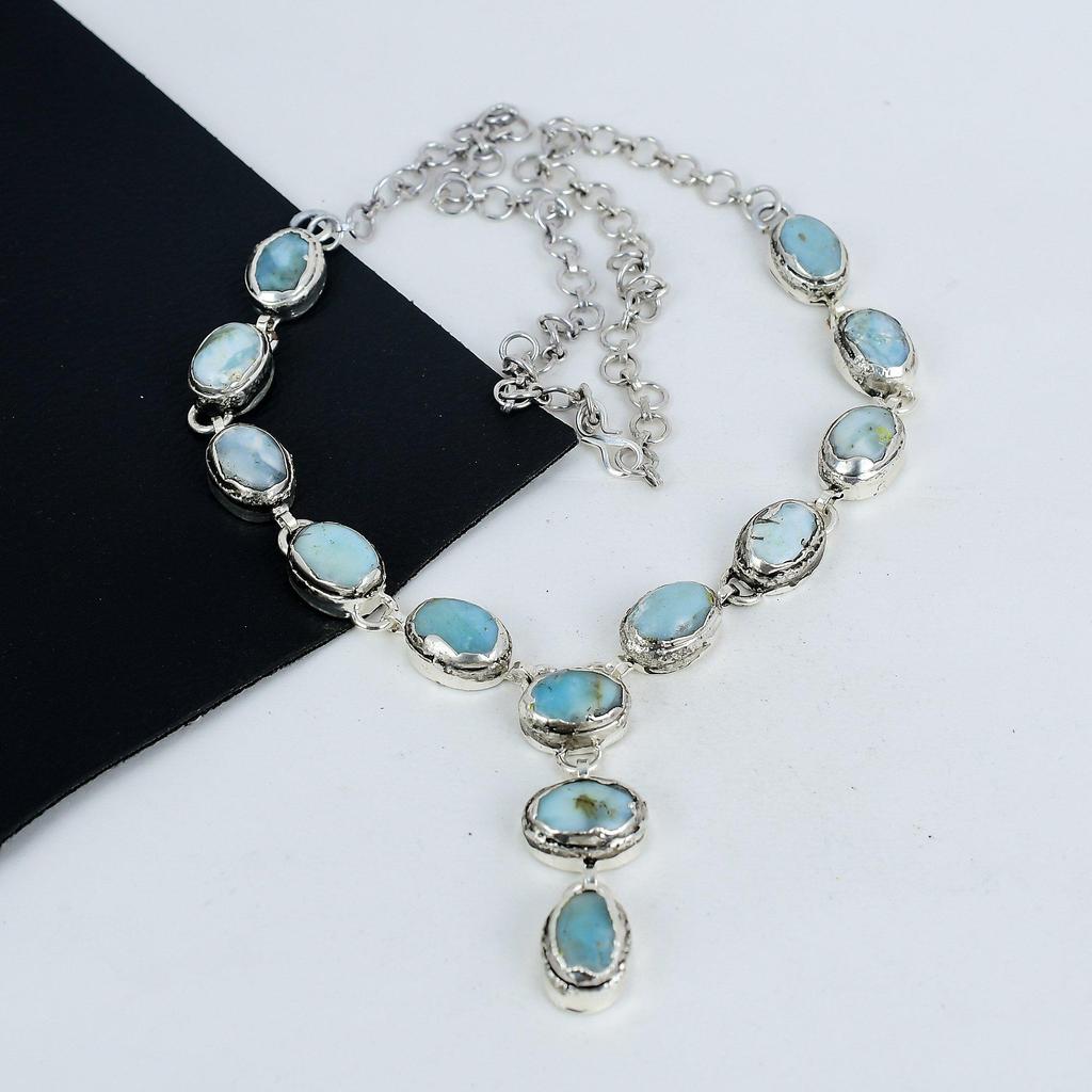 Удивительное ожерелье из драгоценных камней ларимар ручной работы из стерлингового серебра 925 пробы, серебряное ожерелье из ларимара для жены, ожерелье унисекс, подарок на Рождество
