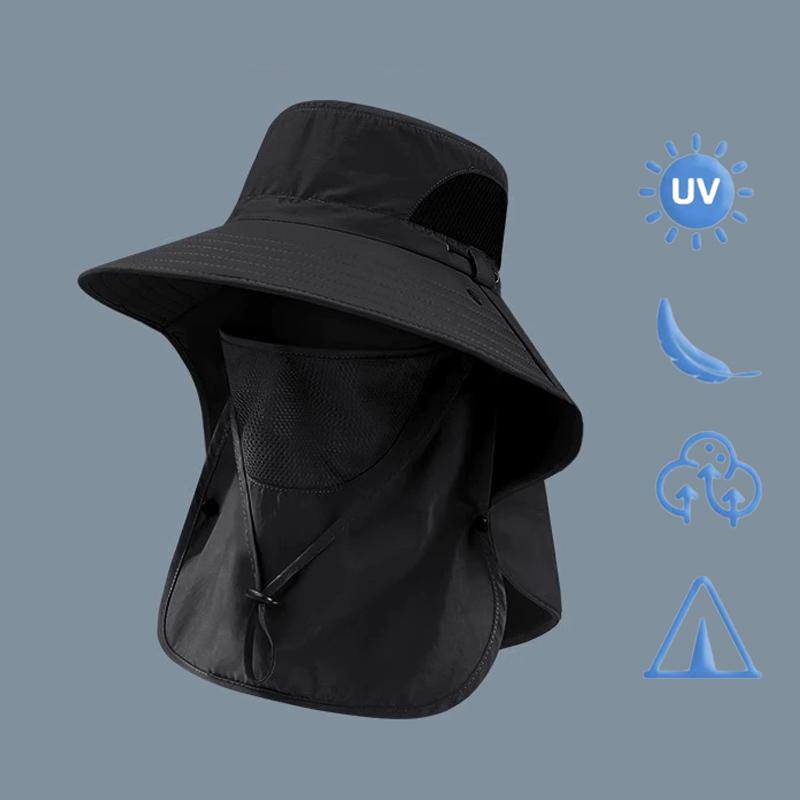 Fisherman Hat Summer Sun Hat Men'S Outdoor Mountaineering Hat Fishing Face Covering Wide Brim Sun Hat