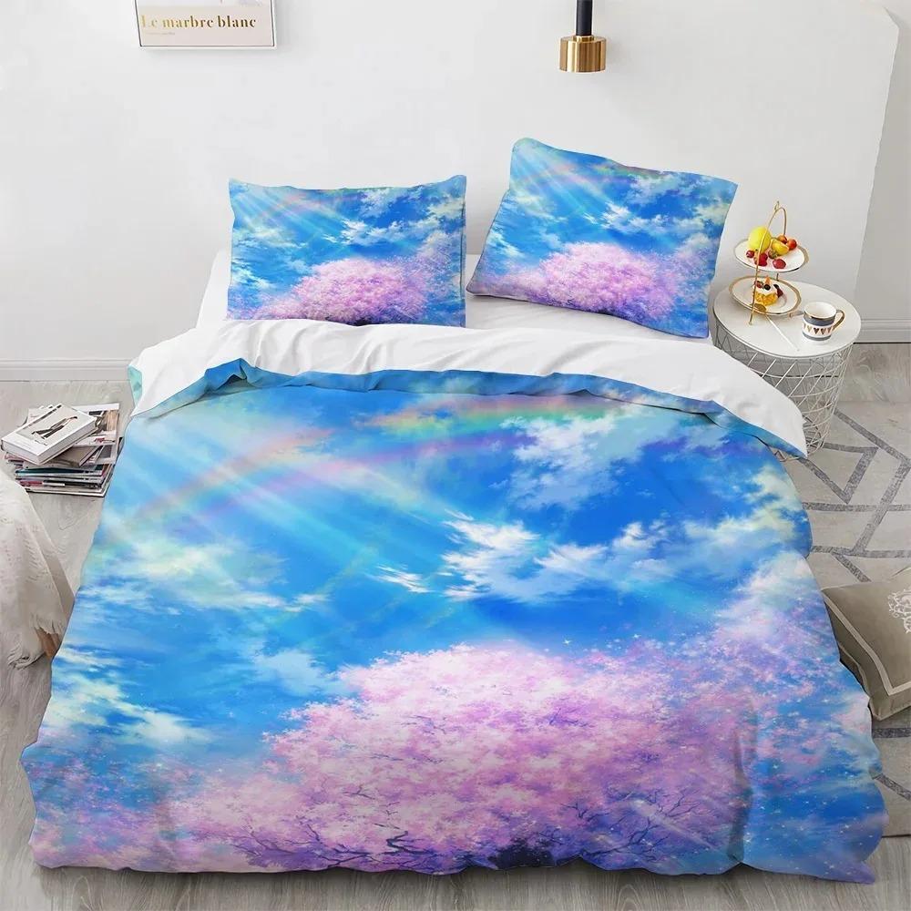 Comforter Blue Sky Cloud King Queen Full Size For Kids Boys Girls Polyester Bedding Set Comforter Landscape Pattern