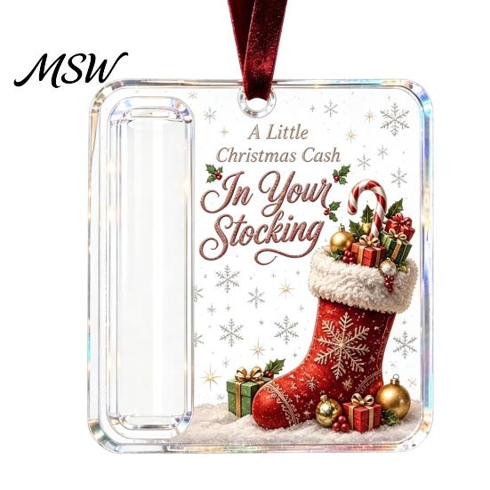 Holiday Hanging Money Holder Christmas Cash Gift Ornament, Clear Acrylic Holder, Xmas Personalized Container Tree Decoration, Funny Ways to