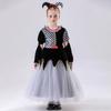 120-150cm Kids Poker Queen Black White Plaid Clown Princess Skirt Halloween Costume