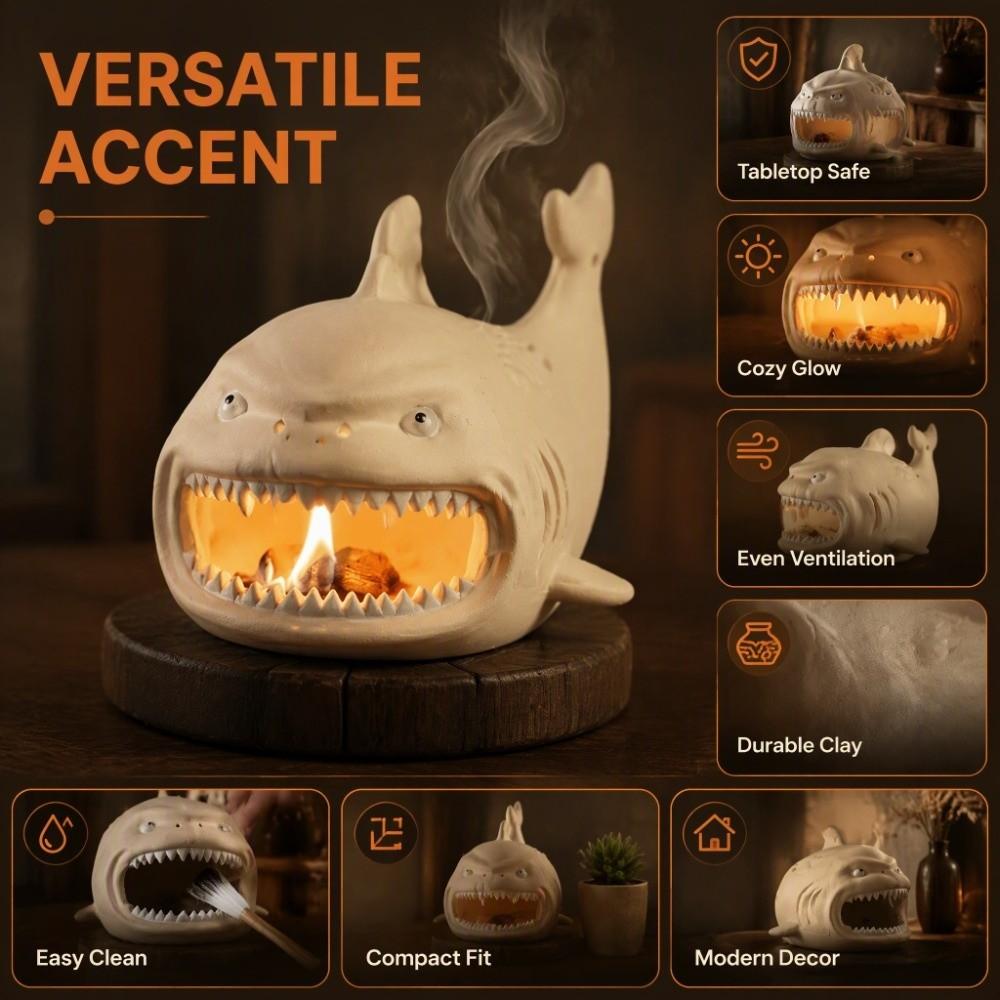 Scalding-Proof Incense Burner Cartoon Shark Decor Cute Shark Incense Holder Indoor Use