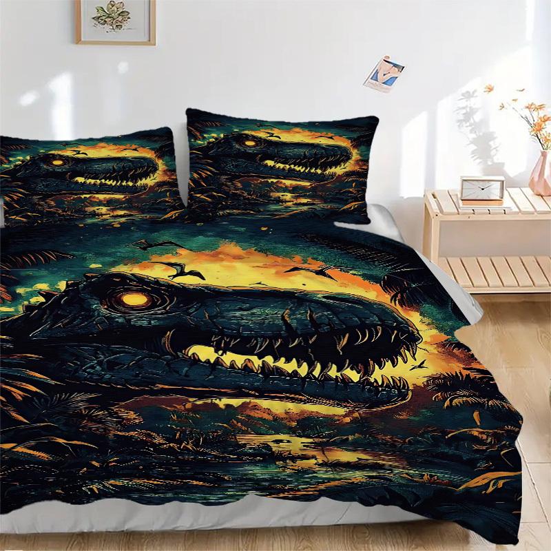 3pcs bedding set Dinosaur Prehistoric Includes 1 Comforter + 2 Pillowcases, Without Pillow Inserts, Soft Comfortable, Lightweight Breathable139