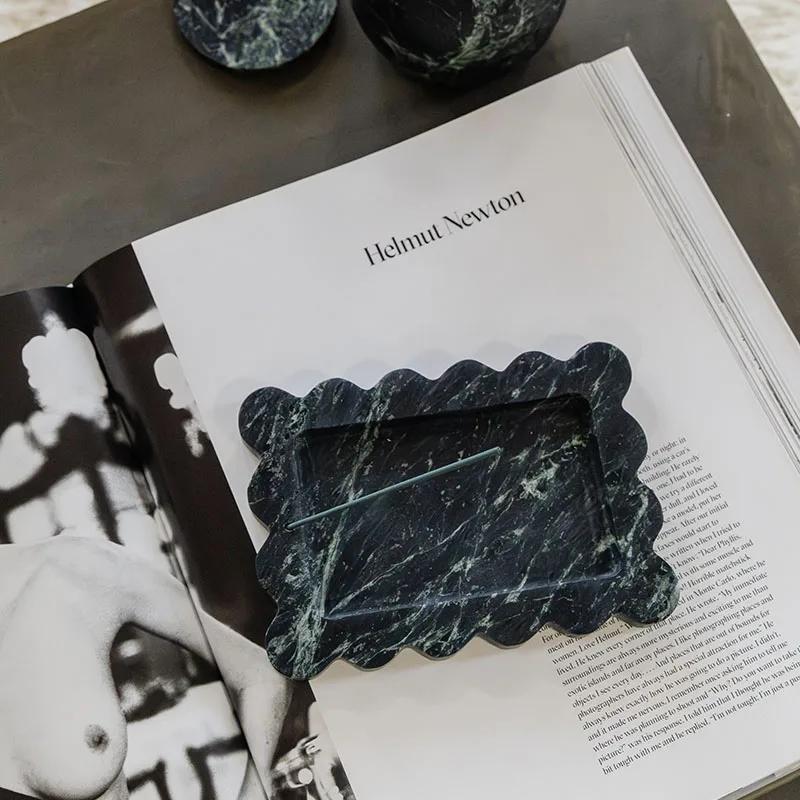 Light Luxury Style Natural Marble Art  Storage Tray Creative Home Living Room Tabletop Decoration SauCer Jewelry Storage Dish