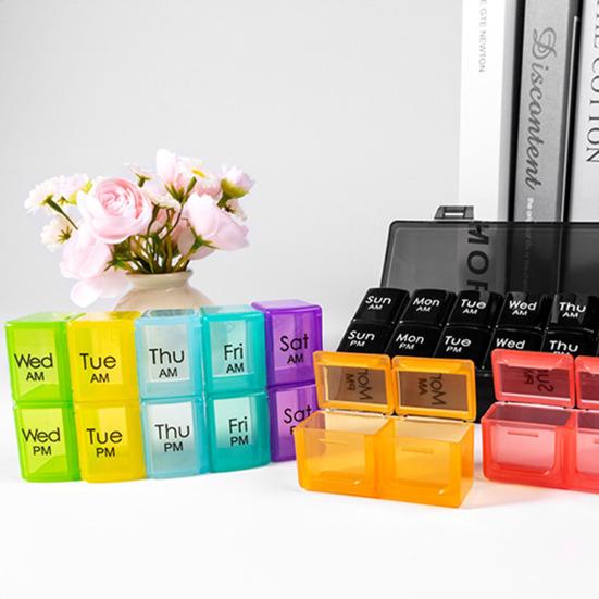 Органайзер для таблеток, ящик для хранения, большая вместимость, несколько отделений, не содержит бисфенол А, еженедельная организация, прозрачный материал, контейнер для таблеток, органайзер для таблеток