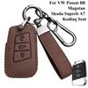 Кожаный чехол для ключа автомобиля, брелок для VW Volkseagen Passat B8 Magotan, для Skoda Superb A7 Kodiaq, держатель для сиденья, сумка, аксессуары