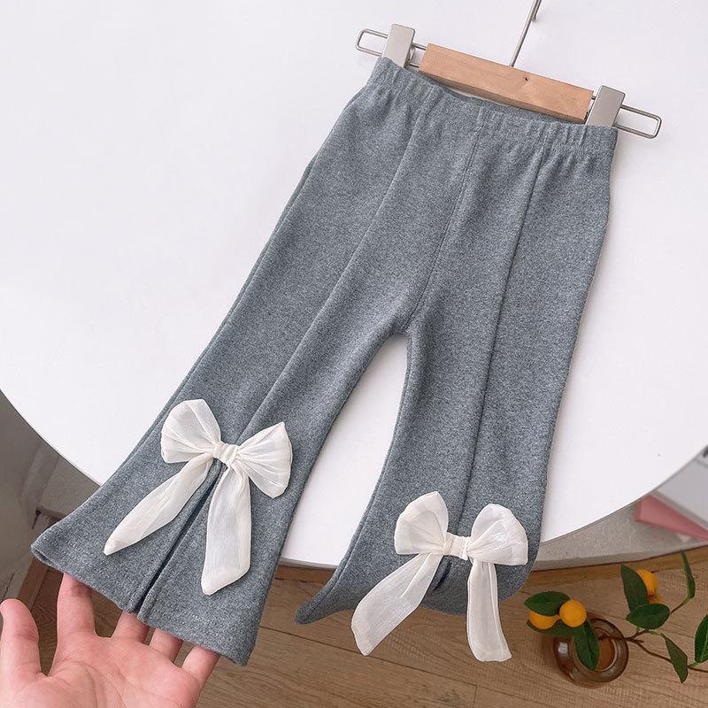 Детские расклешенные брюки с милым бантом и разрезом для девочек