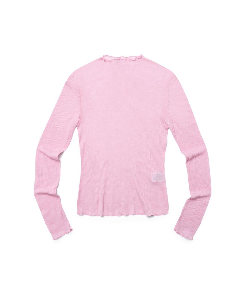 PLUNASTUDIO Mock Neck See-Through Top (Pink)