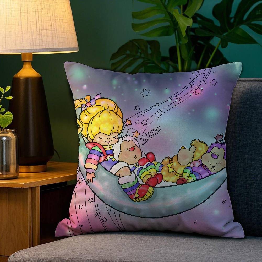 R-Rainbows Cute B-Brite Pillow Case Plush Fabric Soft Double Sided Print Sofa Cushion Cover Throw Pillow Covers