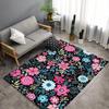 Коврик для пола Кристаллический вельвет Красивый ковер с цветочным принтом - Нескользящий коврик для гостиной, спальни и офисных кресел