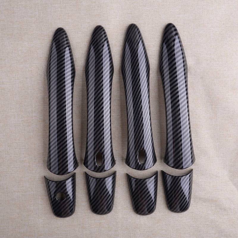 1 set Car Exterior Door Handle Cover Trim With 1 Key Hole Carbon Fiber Texture Style Fit for Infiniti QX80 SUV 2014-2024