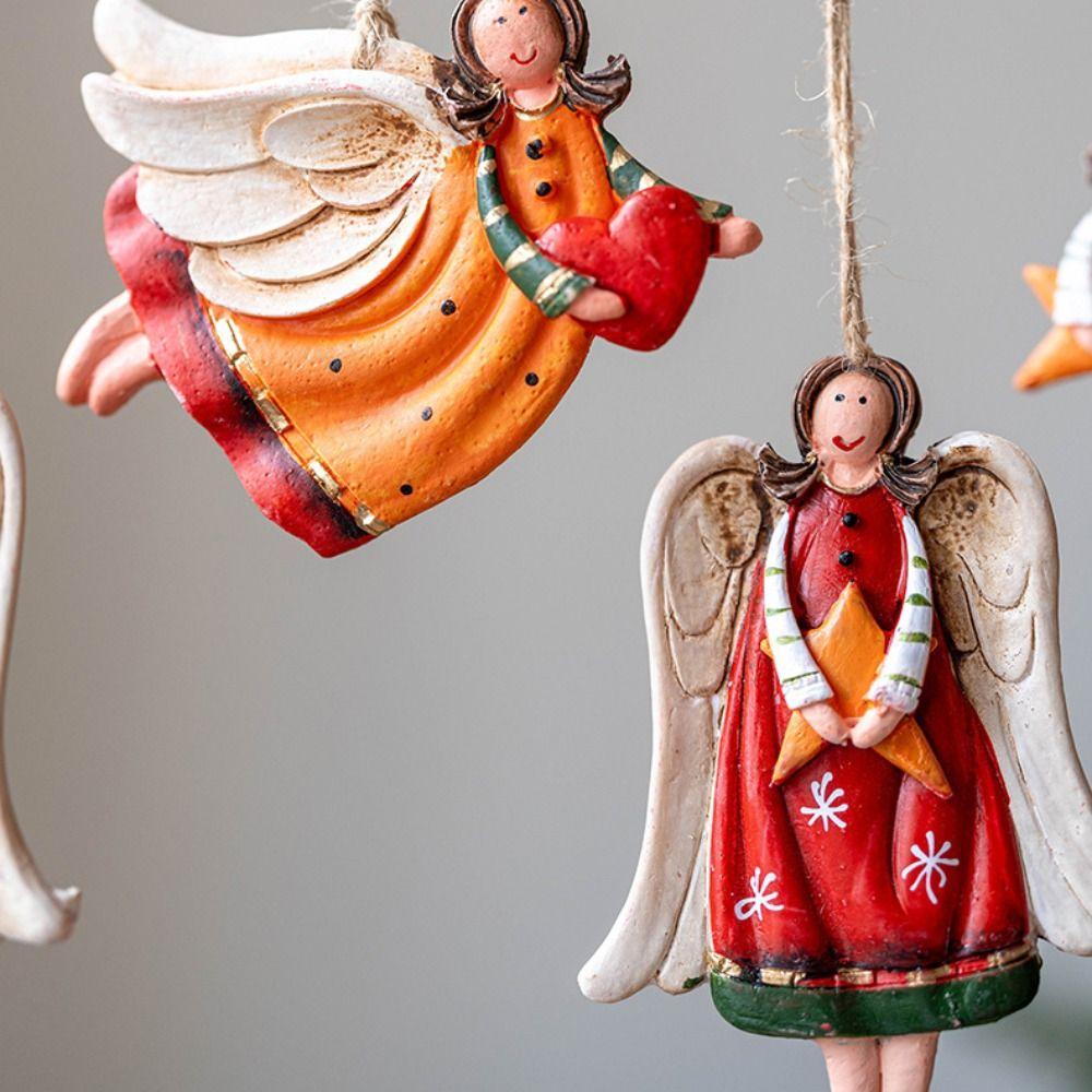 Resin Angel Girl Pendant Vintage Christmas Tree Ornaments  Home 2026 New Year Gift